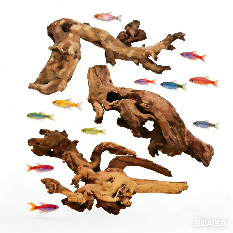 Aquarium Fish Cartoon - Natürliches Treibholz für Aquarien-Dekoration, Fischbecken-Landschaftsgestaltung, Ornament,
