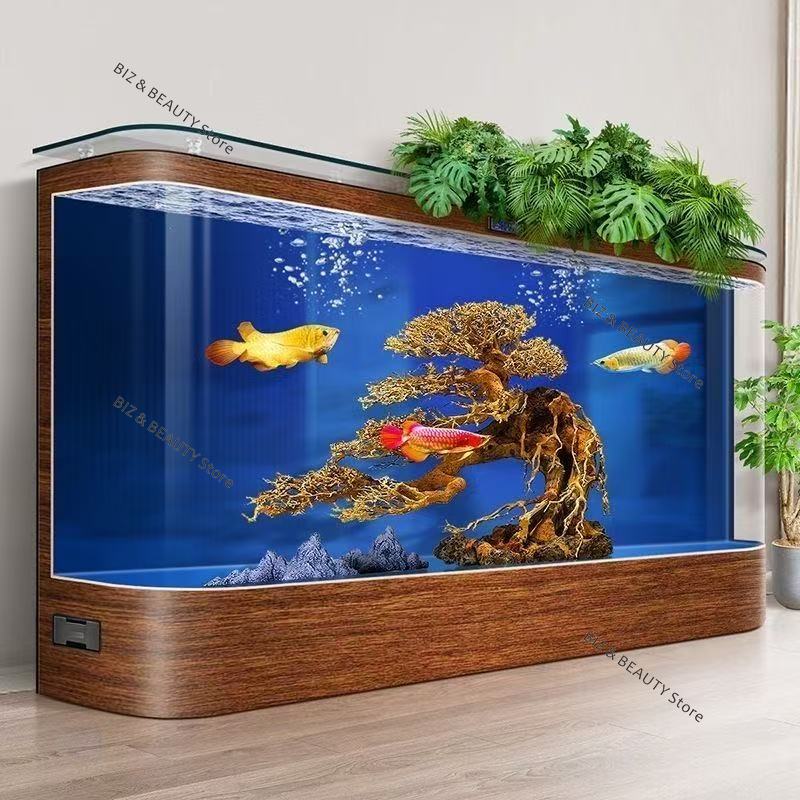 Aquarium Fish Low Maintenance - Extragroßes, bodenstehendes Glasaquarium, wandmontierbares, hohes Fischbecken,