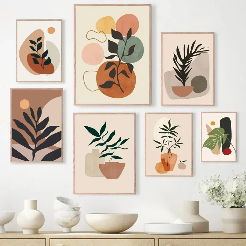 Live Plant Fertilizer - Minimalistische Leinwandposter Boho Pflanzenblatt Abstrakte Linien