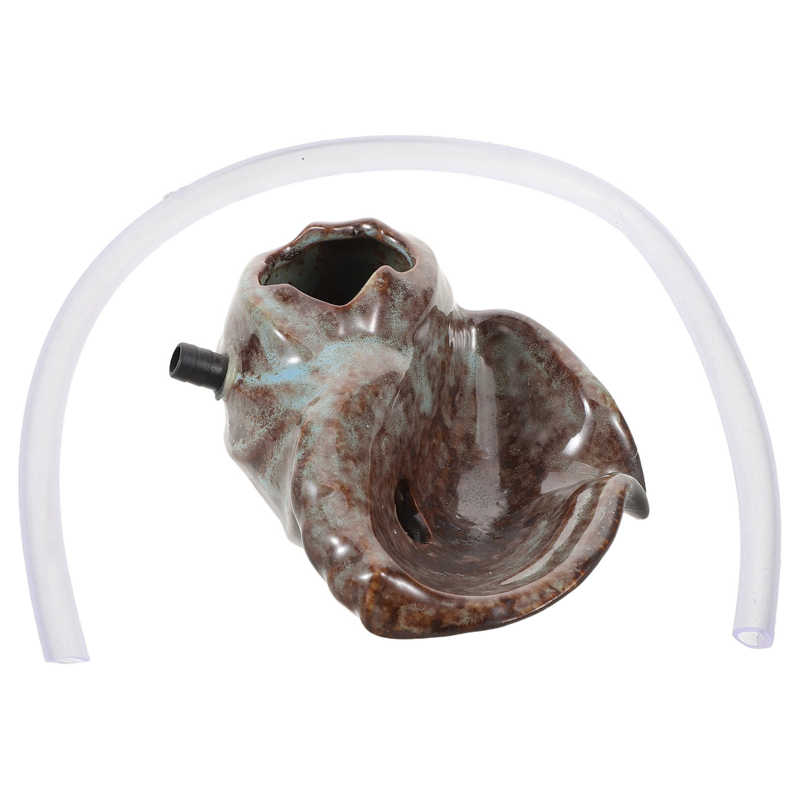 Fish Aquarium Home - Keramik-Fontäne mit Wasserfall-Design, V-förmiger Auslauf, Hinterer