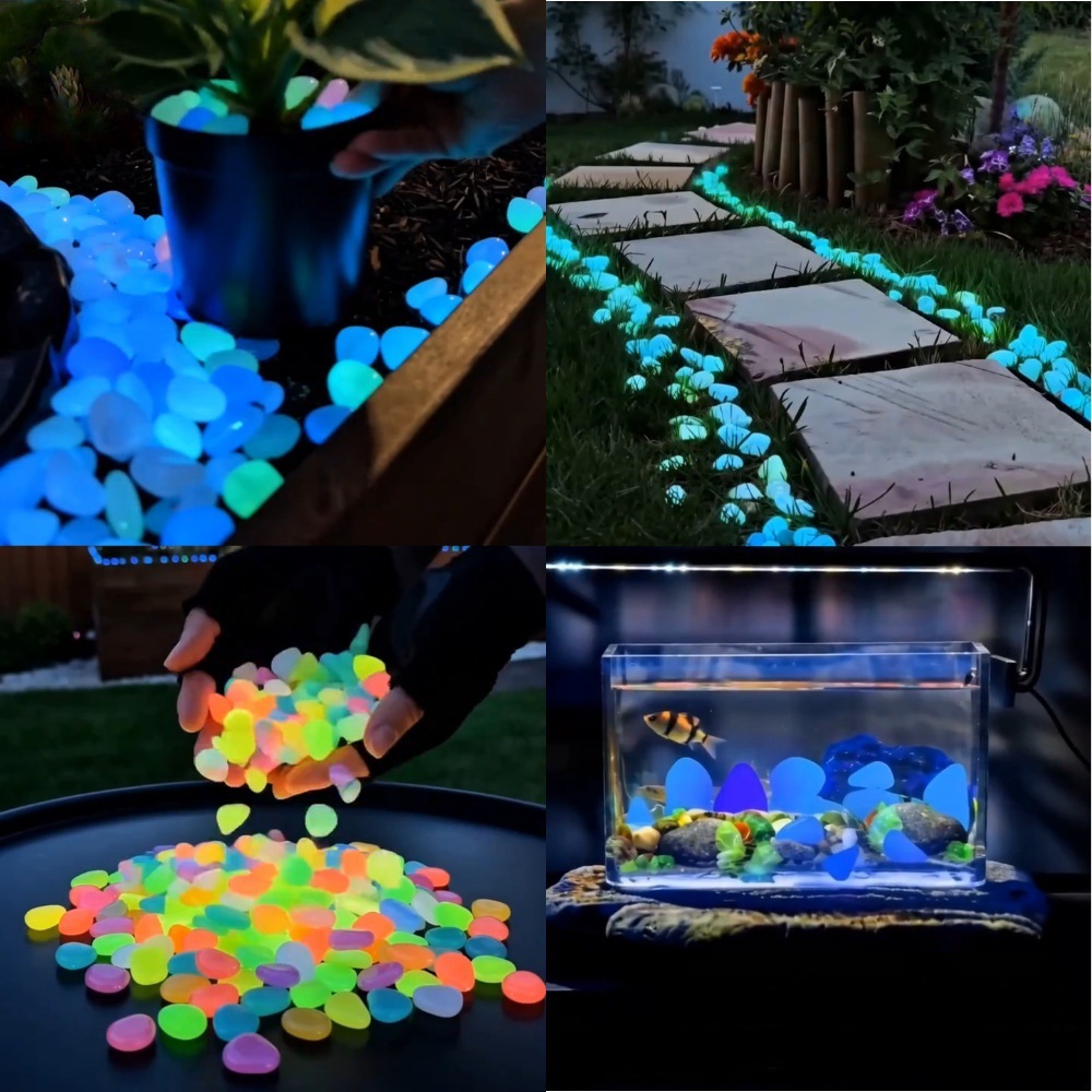Aquarium Fish Light - Bunte, im Dunkeln leuchtende Kieselsteine für