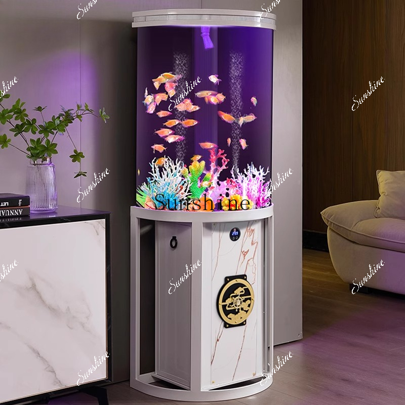 Aquarium Fish Light - Halbkreisförmiges Wohnzimmer, kleines Aquarium, wasserfreier Acrylboden,
