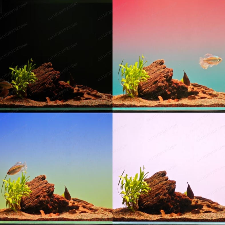 Aquarium Fish Light - Schwarzes Acryl-Aquarium-Hintergrundlicht-Panel, RGBW-Farbverlauf Dual-Control-LED für Fischbecken-Dekoration