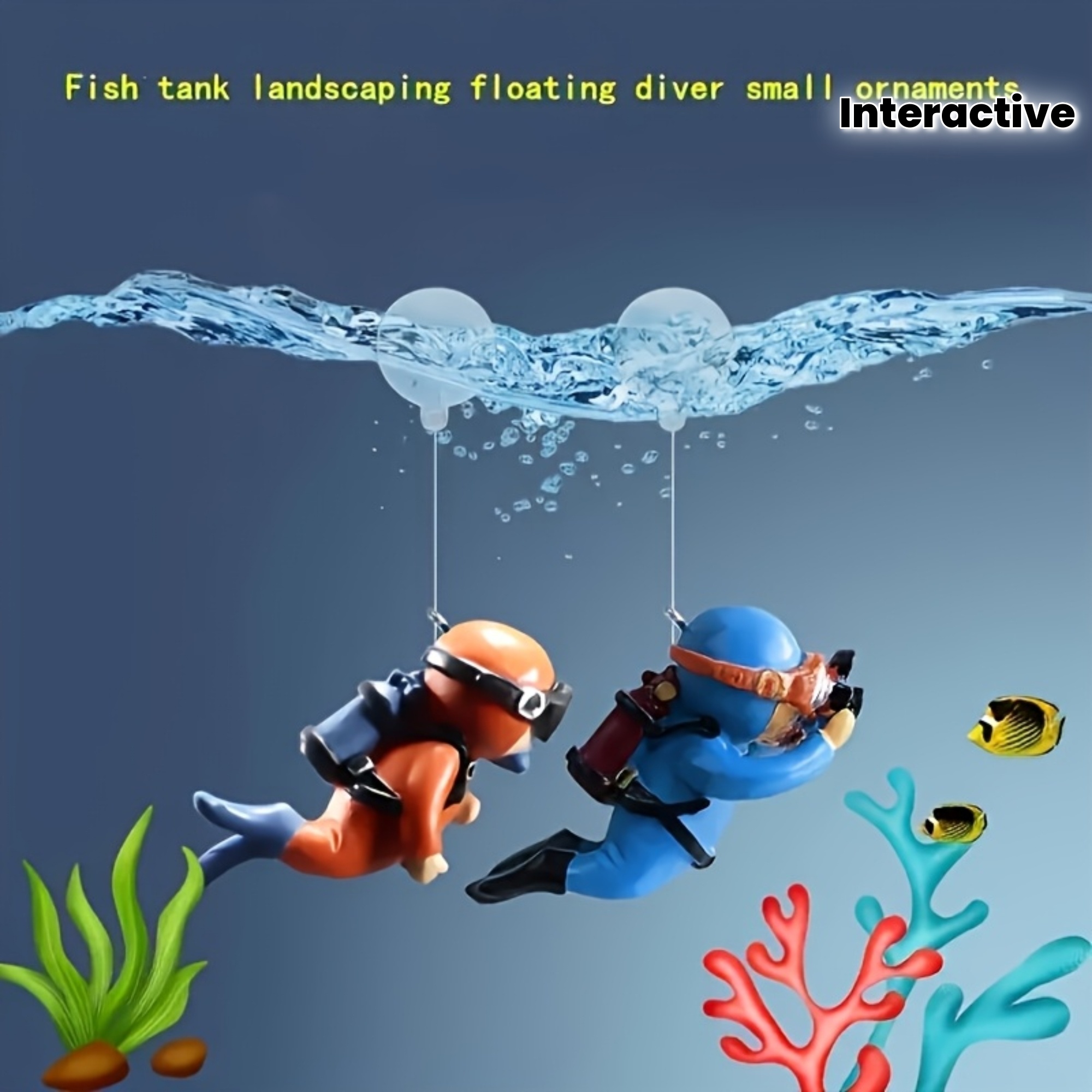 Aquarium Fish Cartoon - 2 Stück lebendige Taucher-Aquariumdekorationen für eine