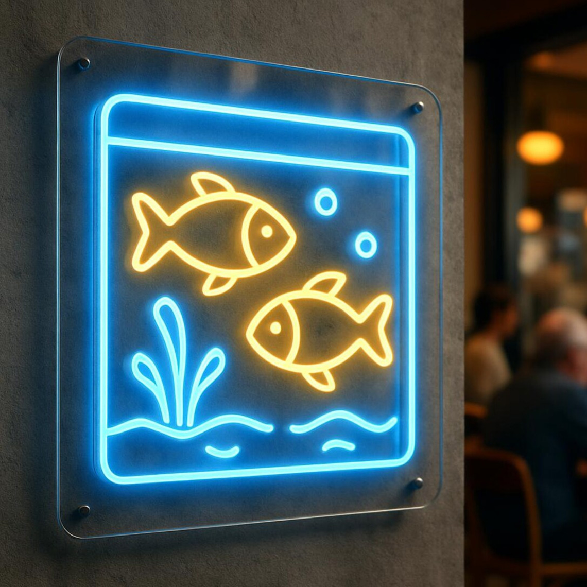 Aquarium Leuchtreklame Fisch i – Aquarium Fish Restaurant Bewertung und Preis